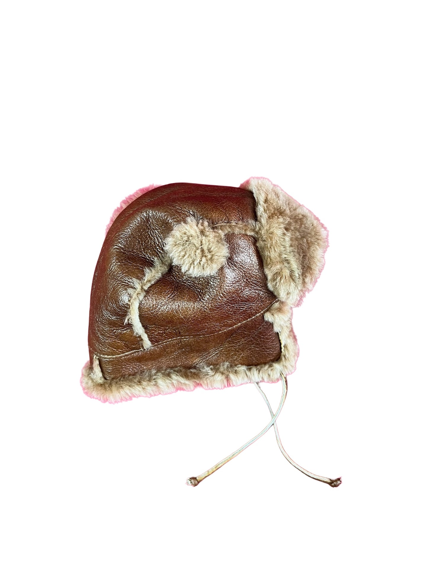 VINTAGE REAL LEATHER AVIATOR HAT