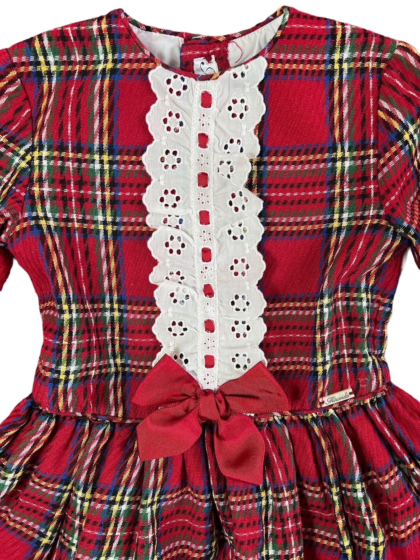 MIRANDA VINTAGE TARTAN DRESS WITH LACE DETAILS
