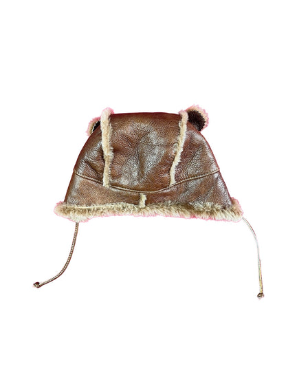VINTAGE REAL LEATHER AVIATOR HAT