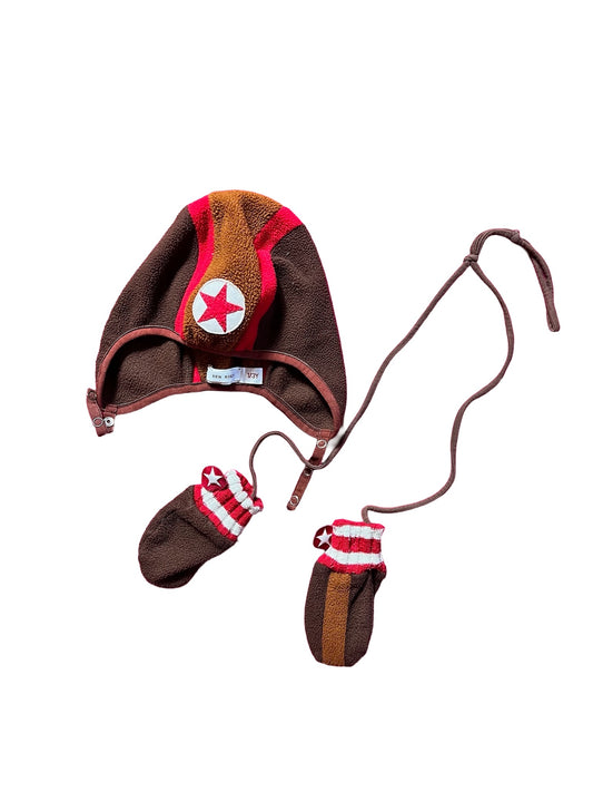 VINTAGE PILOT HAT & MITTENS SET