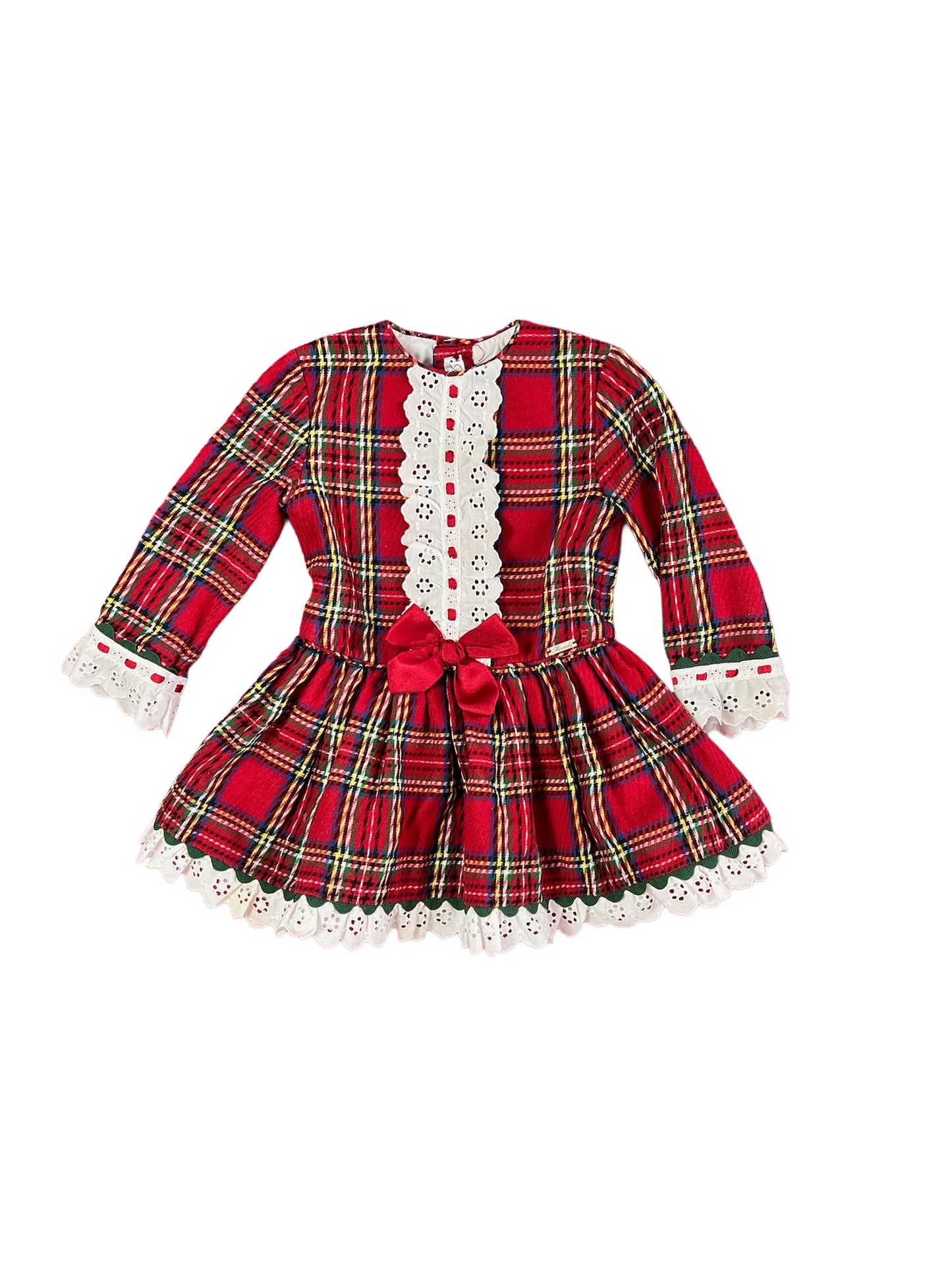 MIRANDA VINTAGE TARTAN DRESS WITH LACE DETAILS