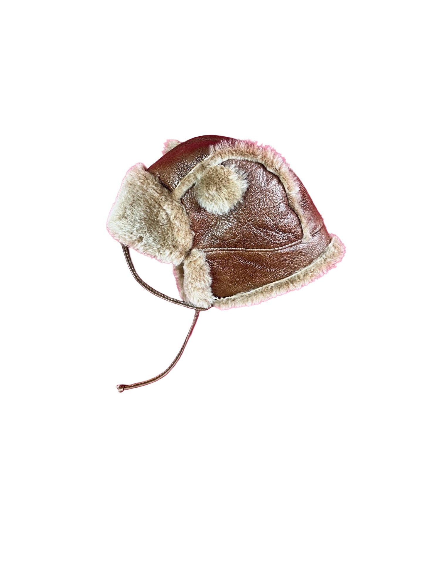 VINTAGE REAL LEATHER AVIATOR HAT