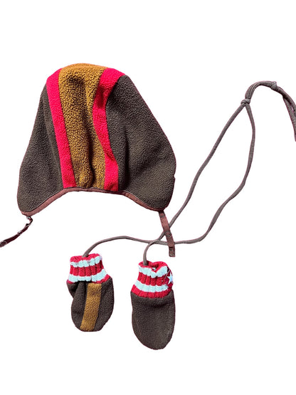 VINTAGE PILOT HAT & MITTENS SET